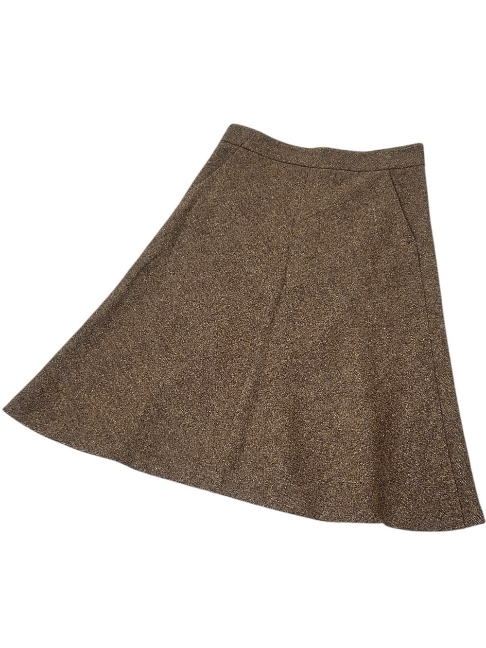 Theory classic Brown A-Line stretch wool tweed lined Skirt front pockets size 4